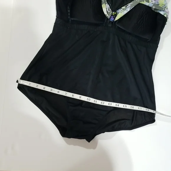 BLAIR Black Blue & Purple Pansie One Piece Dress Swimsuit - Picture 8 of 15